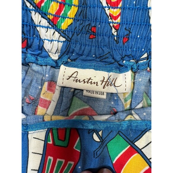 Vintage Austin Hill Skirt Sz 6 Sailboat Print Elastic Waist 80s Nautical - Picture 3 of 5